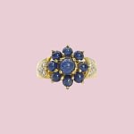 vintage ring saffier bloem cabochon