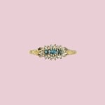 vintage ring topaas en diamant cluster