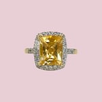 ring citrien en diamant halo goud 10 karaat