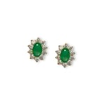 vintage oorbellen smaragd en zirkonia cluster