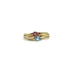 vintage ring duo topaas roze en blauw