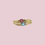 vintage ring topaas roze en blauw