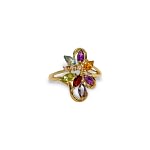 cluster ring goud verschillende edelstenen