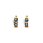 vintage oorbellen saffier en diamant geelgoud