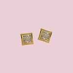 vintage oorknopjes diamant cluster vierkant
