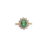 vintage ring smaragd cluster goud 9k