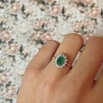 smaragd en zirkonia cluster ring