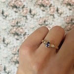 vintage tanzaniet ring solitair wishbone 9 karaat goud