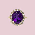 gouden amethist ring met diamant vintage stijl