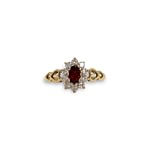 vintage cluster ring met granaat en zirkonia