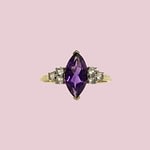 vintage ring amethist markies geslepen
