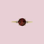 vintage ring granaat en diamant