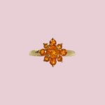 vintage ring oranje granaat bloem cluster