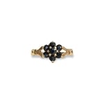 vintage ring saffier cluster bloem goud