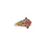 ornate ring robijn en diamant cluster