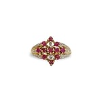 vintage ornate ring robijn en diamant
