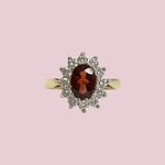 vintage ring granaat en cz entourage