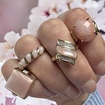 vintage roze ringen met roze stenen parelmoer en rozenkwarts