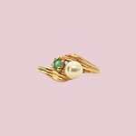 vintage ring smaragd en parel