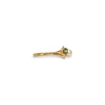 vintage ring smaragd en parel 18 karaat goud