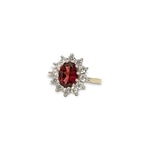 gouden ring met granaat en cz cluster