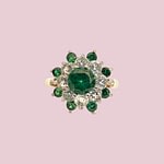 vintage ring bloem cluster groen