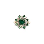vintage ring bloem groene en witte zirkonia cz