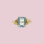 vintage ring topaas rechthoekig 9k goud