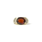 gouden heren en dames ring vintage 9 karaat met granaat