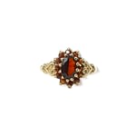 vintage gouden cluster ring met granaat