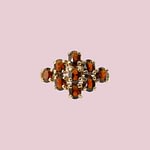 vintage granaat ring cluster 9k goud