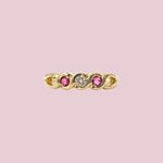 vintage rij ring robijn en diamant