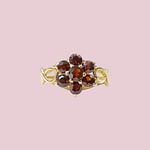 vintage ring granaat bloemetje