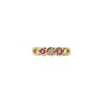 vintage ring robijn en diamant trilogie
