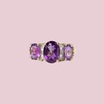 gouden amethist trilogie ring diamant 10k