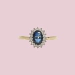 vintage ring saffier en diamant cluster
