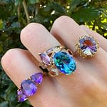 vintage ringen met ametrine, ametrien, amethist en mystic topaz