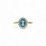 vintage cluster ring topaas en diamant