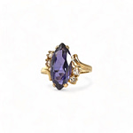 vintage cocktail ring saffier en kwarts 9k