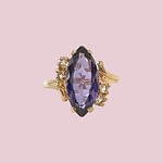 vintage ring synthetische saffier 9k goud