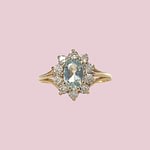 vintage ring topaas cluster 9k goud