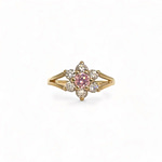 vintage ring zirkonia bloem 9k goud