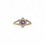 vintage bloem ring met amethist