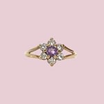 vintage cluster ring amethist en zirkonia