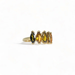 vintage gouden ring gekleurde stenen markies geslepen