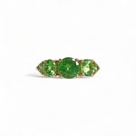 vintage ring groene stenen trilogie granaat