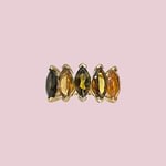 vintage ring 5-steens kwarts bruin geel oranje