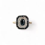 vintage ring saffier en diamant entourage