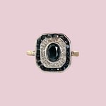 vintage saffier diamant art deco ring