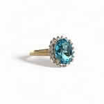 gouden topaas en diamant ring cluster 9 karaat